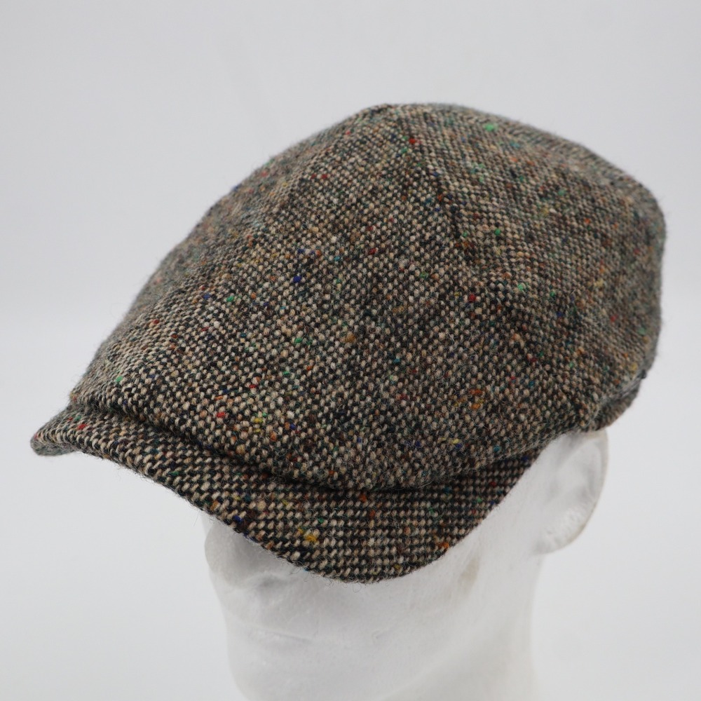 Wigens Flat Cap Mens 57 Brown Magee Donegal Tweed Ear Flaps Ivy Hat Newsboy